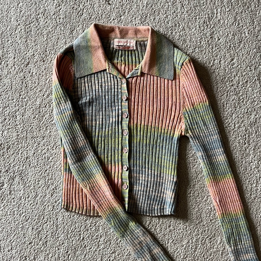 Urban outfitters ribbed colorful/tie dye long sleeve top